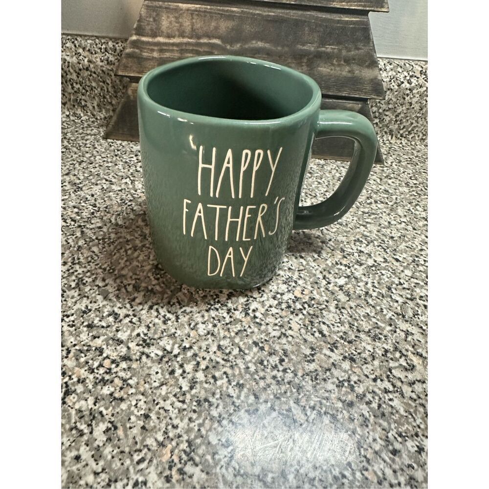 Rae Dunn Happy Fathers Day Mug Green Ceramic Mug